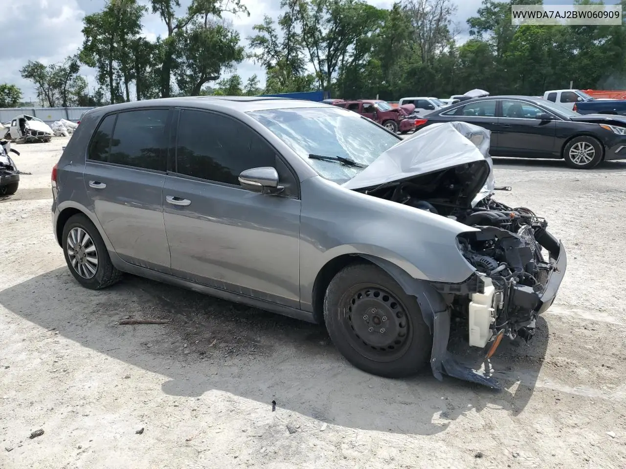 2011 Volkswagen Golf VIN: WVWDA7AJ2BW060909 Lot: 58999245