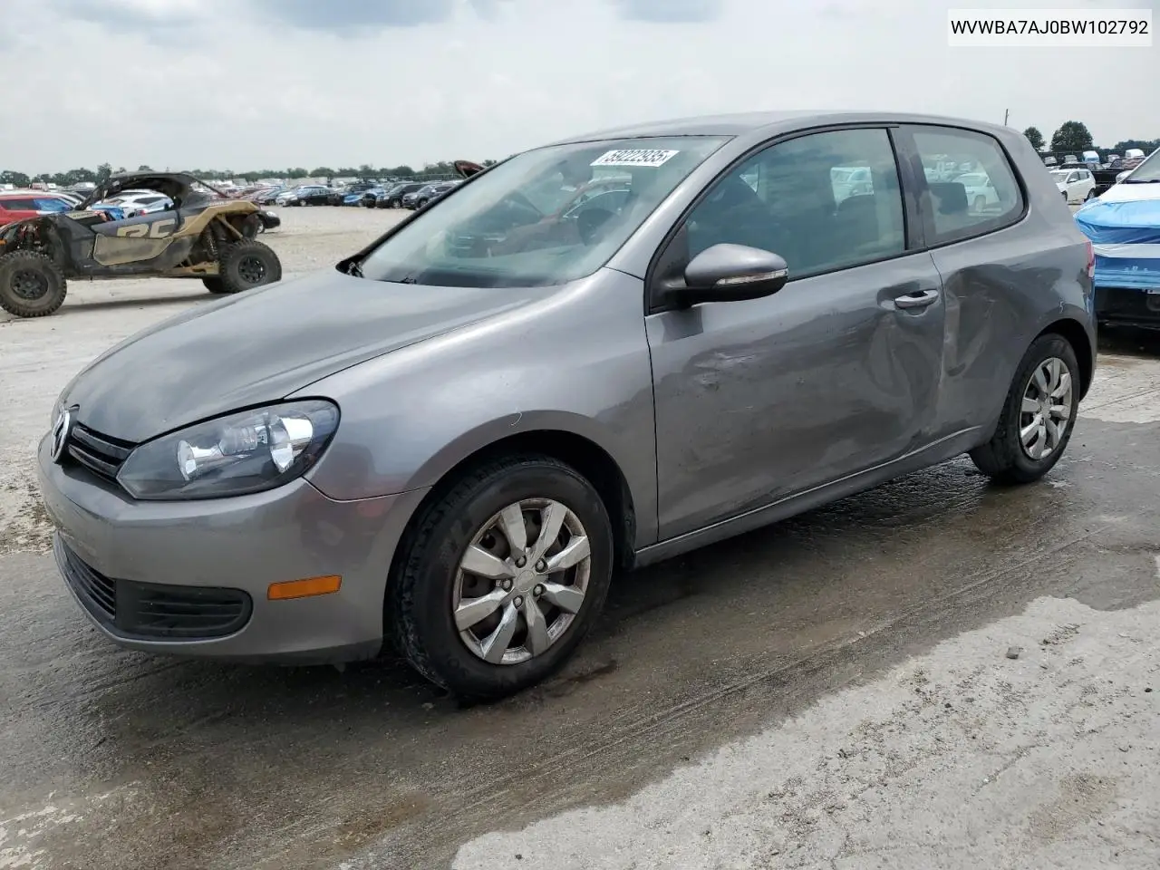 2011 Volkswagen Golf VIN: WVWBA7AJ0BW102792 Lot: 59222935