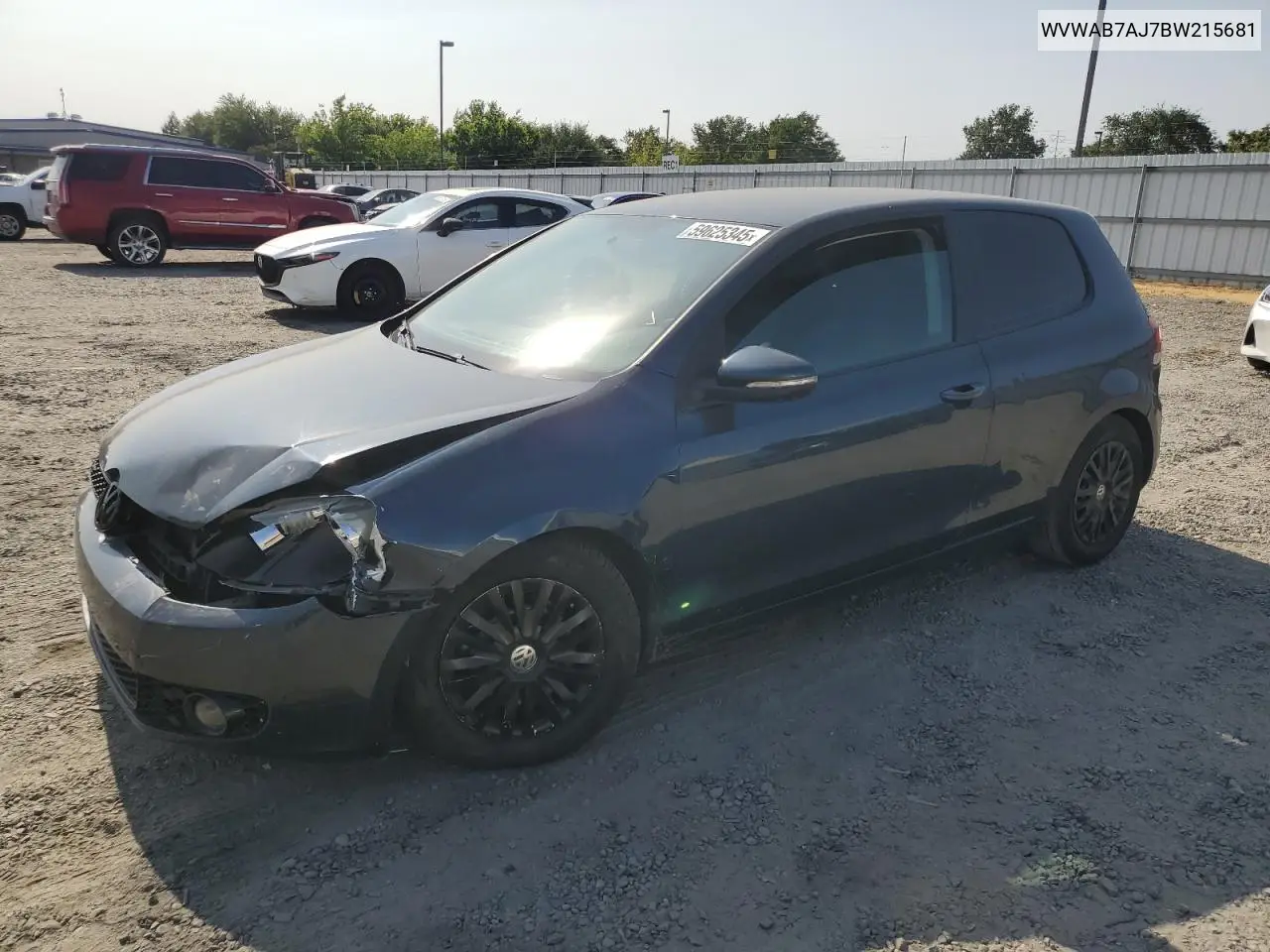 2011 Volkswagen Golf VIN: WVWAB7AJ7BW215681 Lot: 59625345