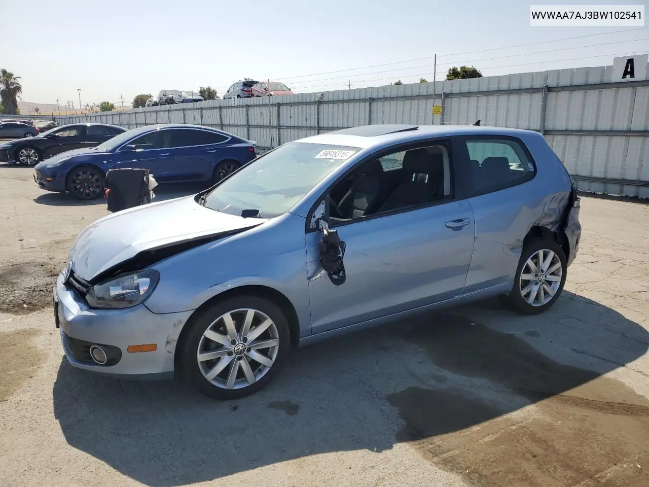 2011 Volkswagen Golf VIN: WVWAA7AJ3BW102541 Lot: 59846315