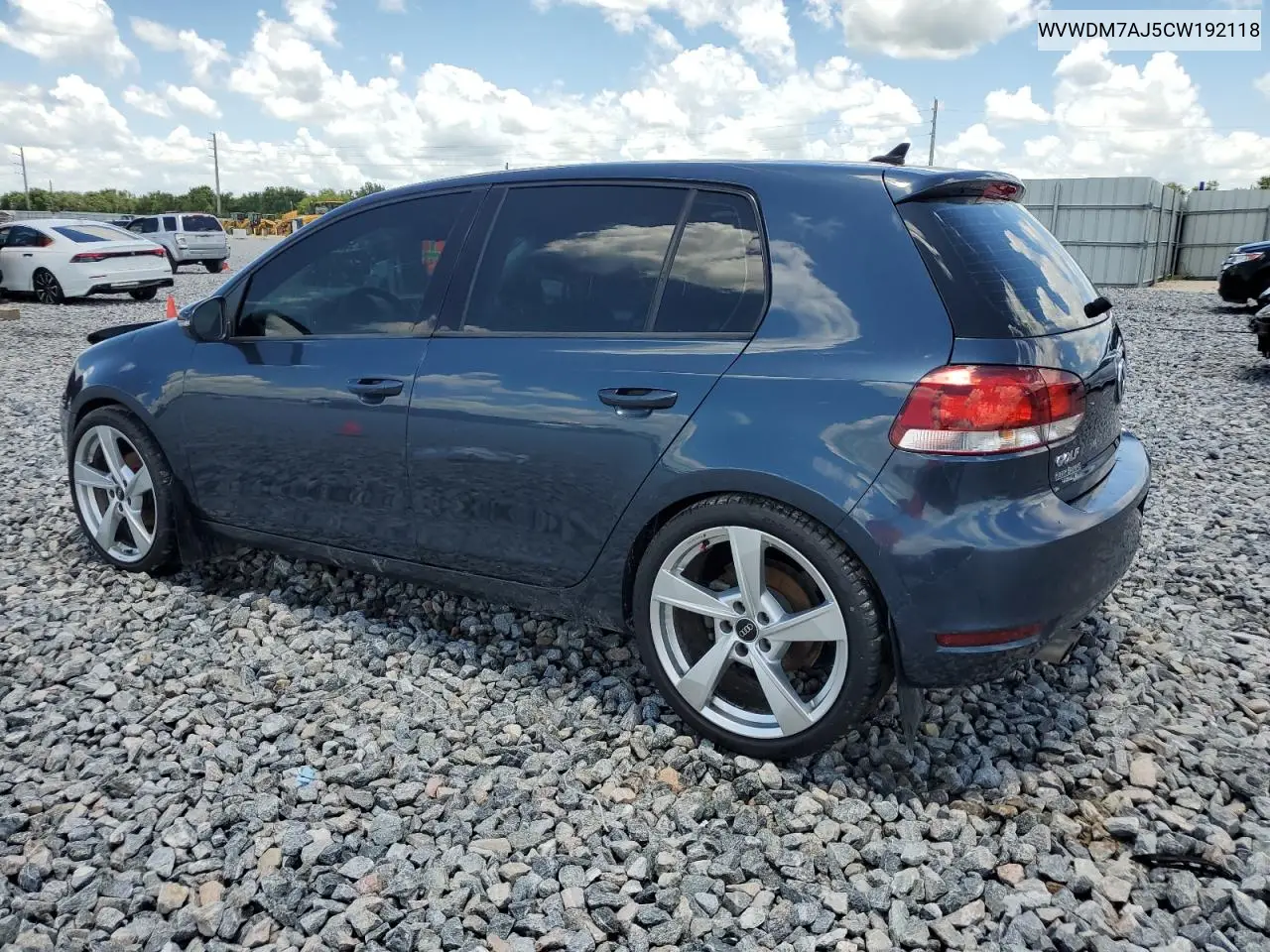 2012 Volkswagen Golf VIN: WVWDM7AJ5CW192118 Lot: 60827215