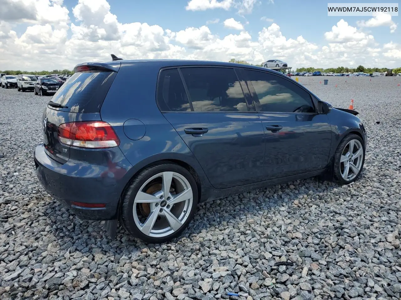 2012 Volkswagen Golf VIN: WVWDM7AJ5CW192118 Lot: 60827215