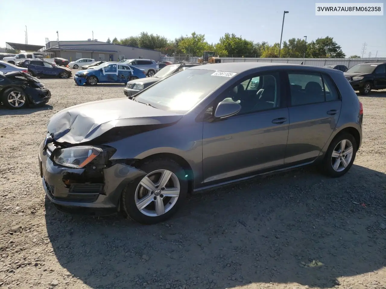 2015 Volkswagen Golf Tdi VIN: 3VWRA7AU8FM062358 Lot: 62561105