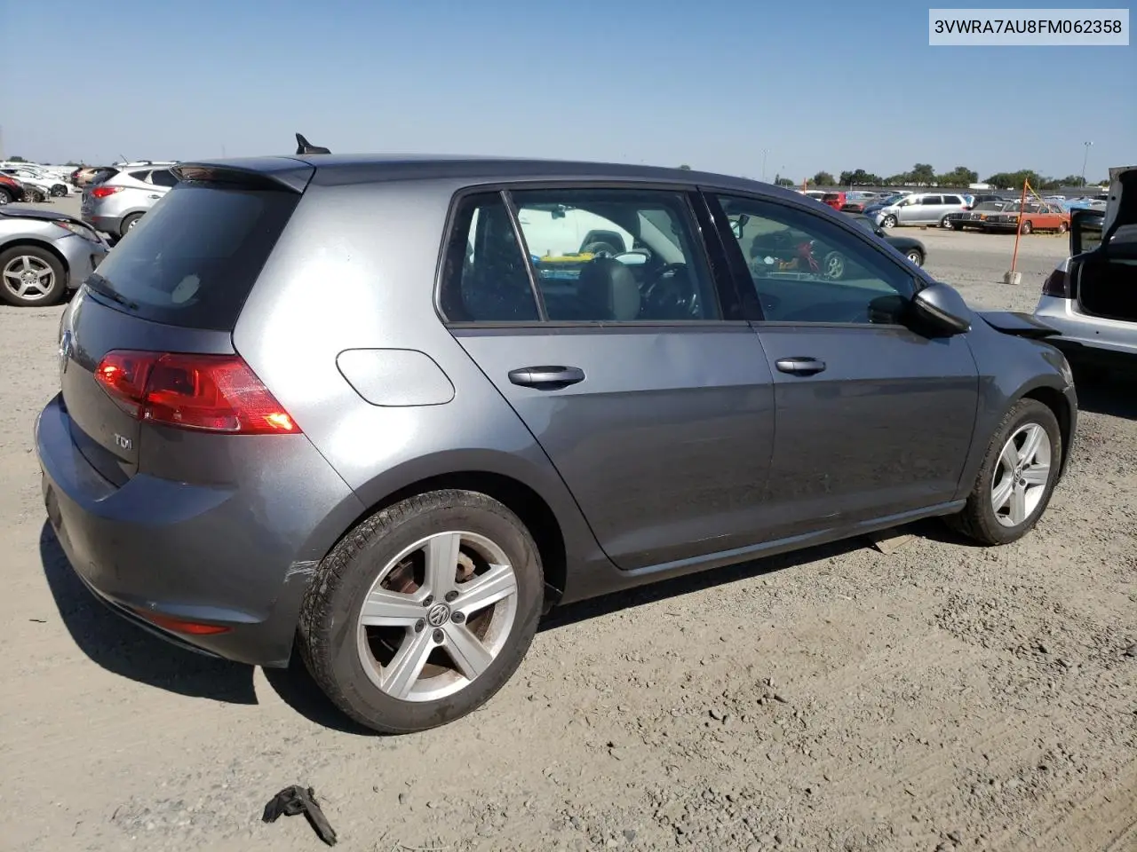 2015 Volkswagen Golf Tdi VIN: 3VWRA7AU8FM062358 Lot: 62561105