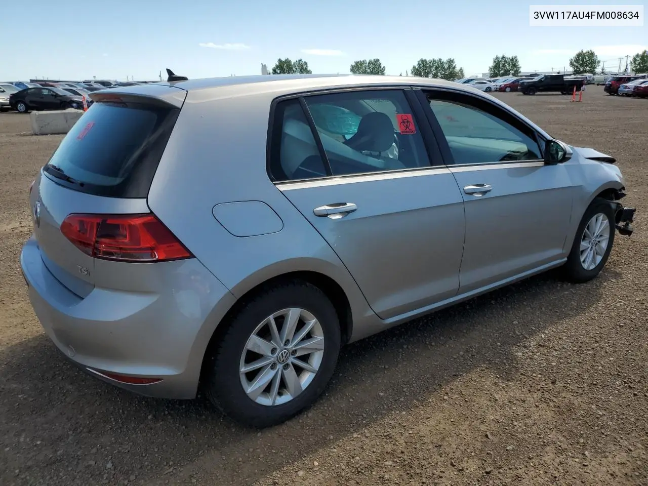 2015 Volkswagen Golf VIN: 3VW117AU4FM008634 Lot: 62887385