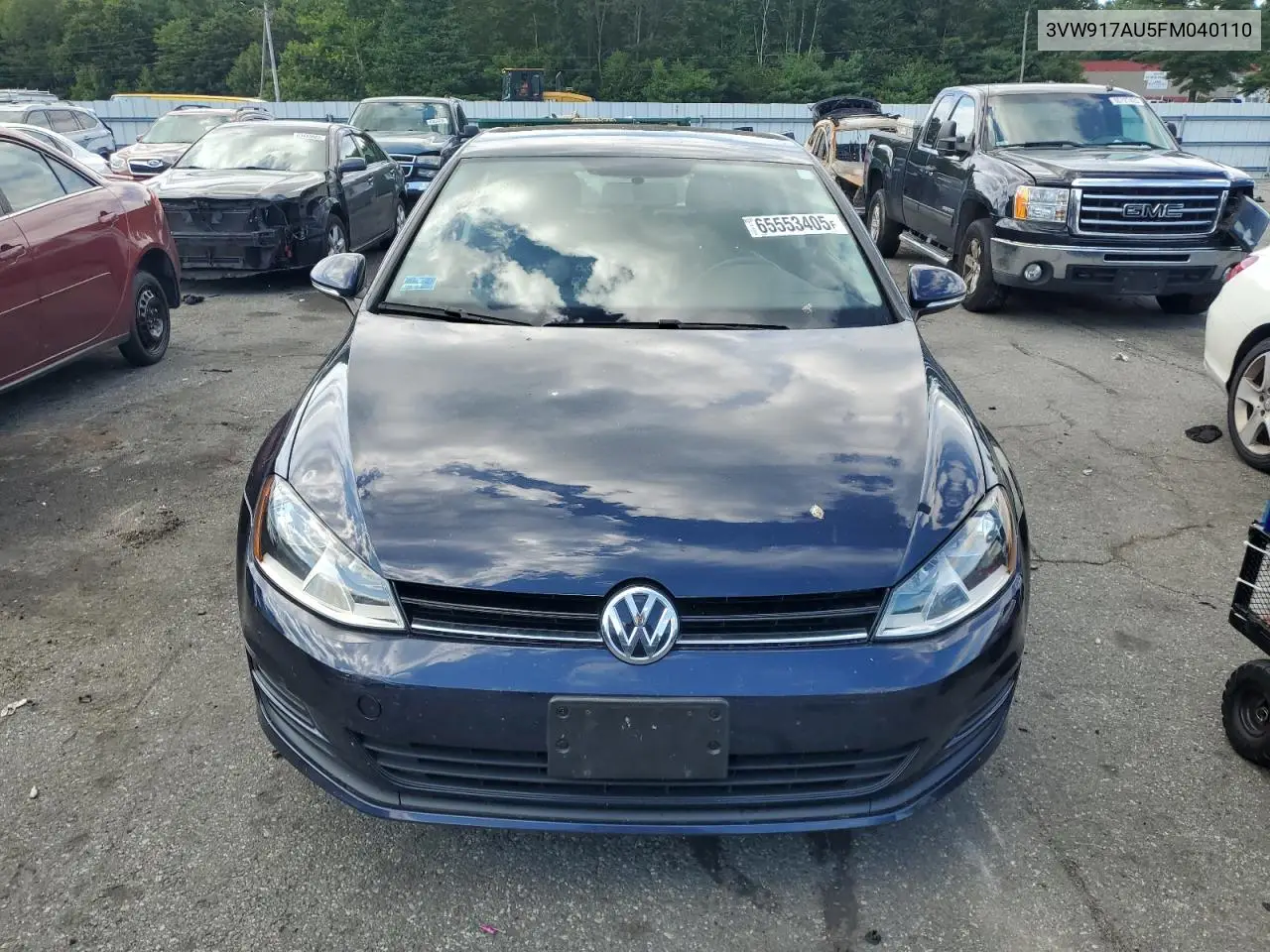 2015 Volkswagen Golf VIN: 3VW917AU5FM040110 Lot: 65553405