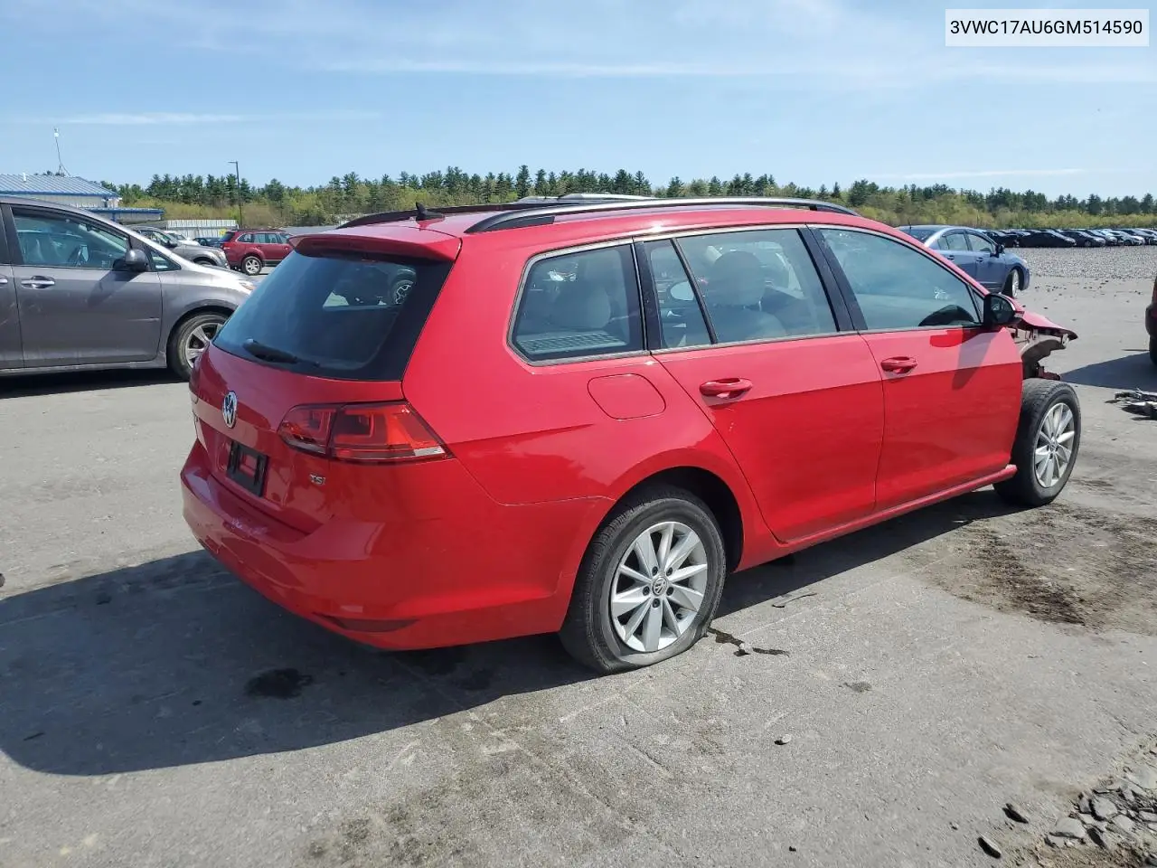 2016 Volkswagen Golf Sportwagen S VIN: 3VWC17AU6GM514590 Lot: 56823285