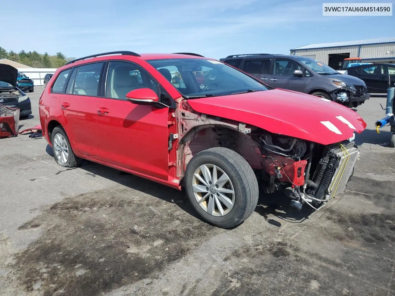 2016 Volkswagen Golf Sportwagen S VIN: 3VWC17AU6GM514590 Lot: 56823285