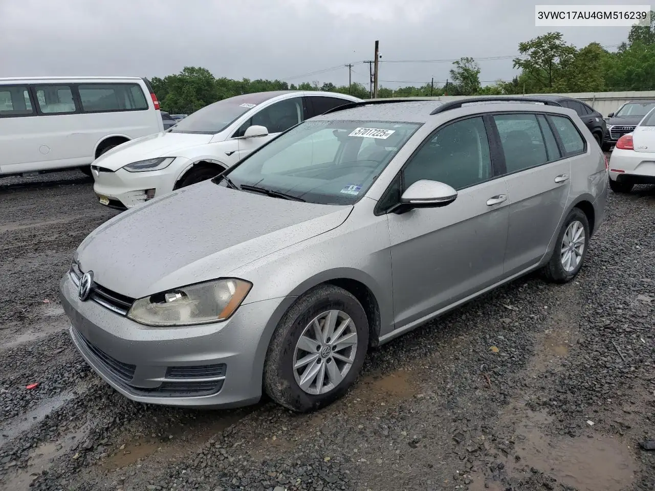 2016 Volkswagen Golf Sportwagen S VIN: 3VWC17AU4GM516239 Lot: 57017225