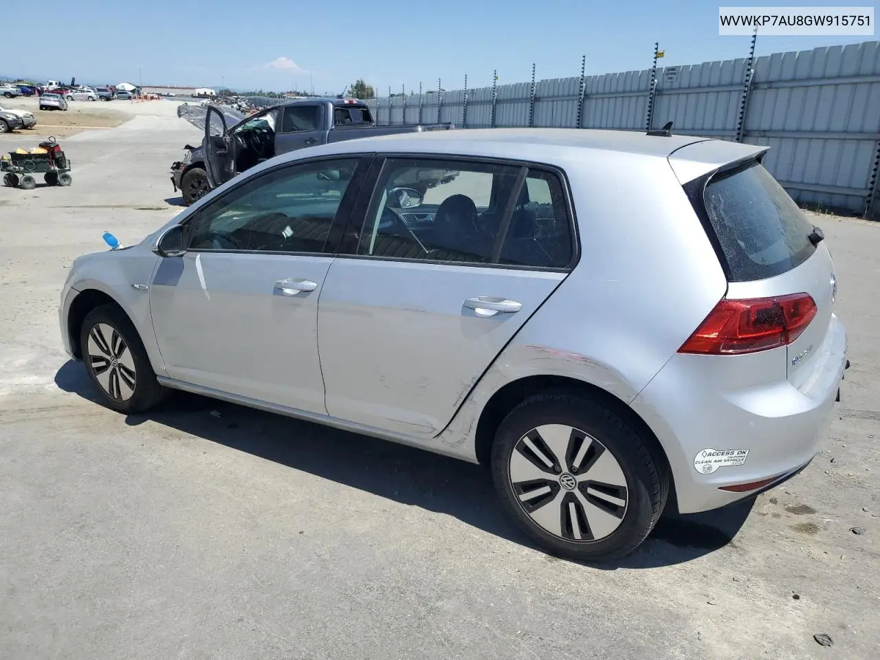 2016 Volkswagen E-Golf Se VIN: WVWKP7AU8GW915751 Lot: 62710895