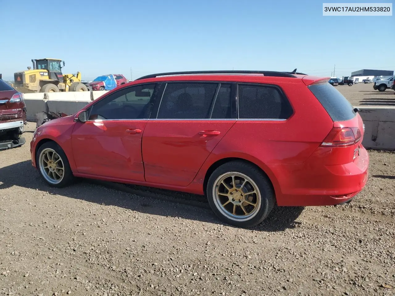 2017 Volkswagen Golf Sportwagen S VIN: 3VWC17AU2HM533820 Lot: 58072535