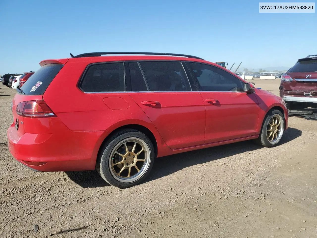 2017 Volkswagen Golf Sportwagen S VIN: 3VWC17AU2HM533820 Lot: 58072535