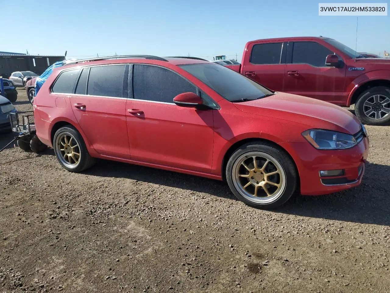 2017 Volkswagen Golf Sportwagen S VIN: 3VWC17AU2HM533820 Lot: 58072535
