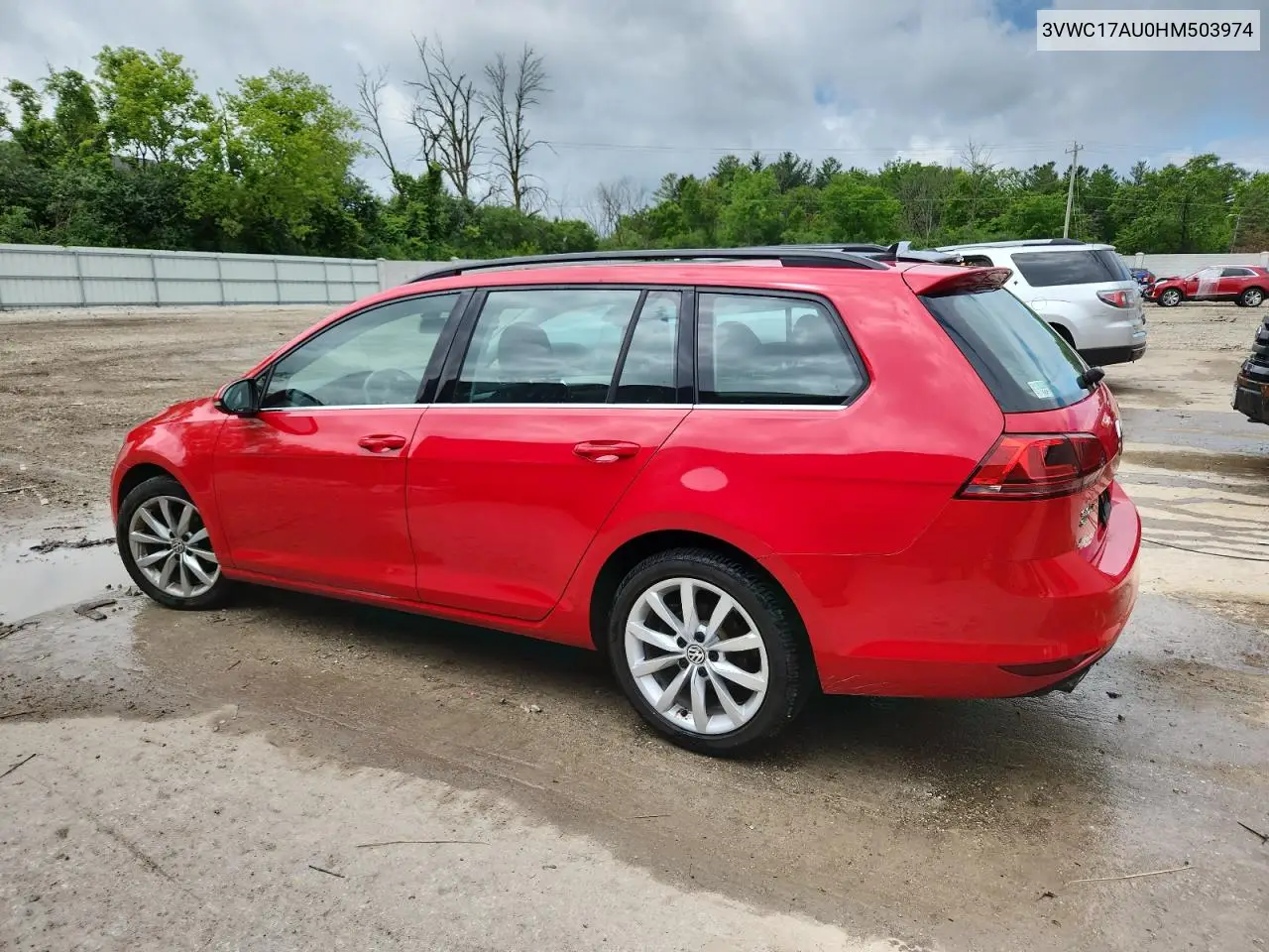 2017 Volkswagen Golf Sportwagen S VIN: 3VWC17AU0HM503974 Lot: 61005995