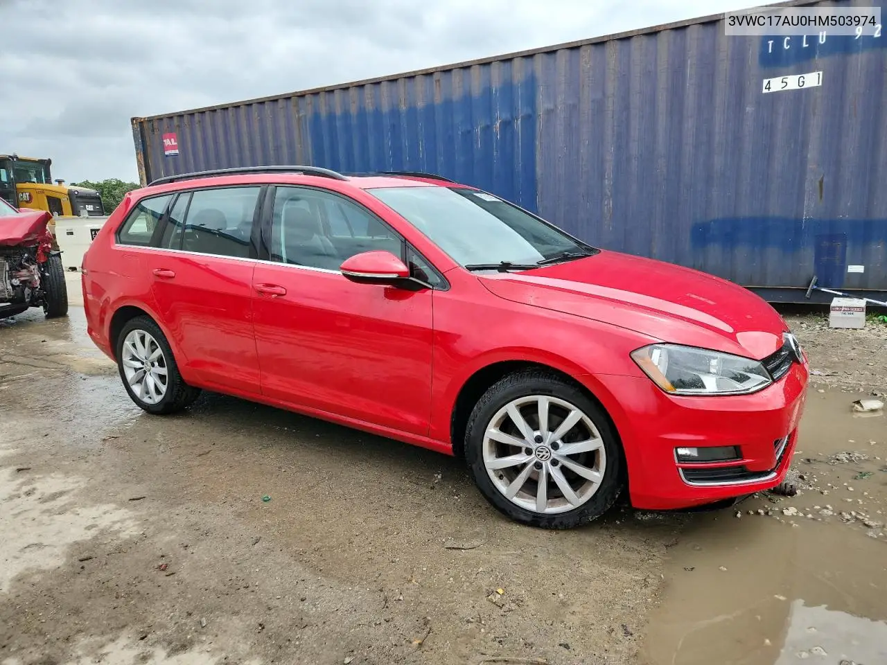 2017 Volkswagen Golf Sportwagen S VIN: 3VWC17AU0HM503974 Lot: 61005995