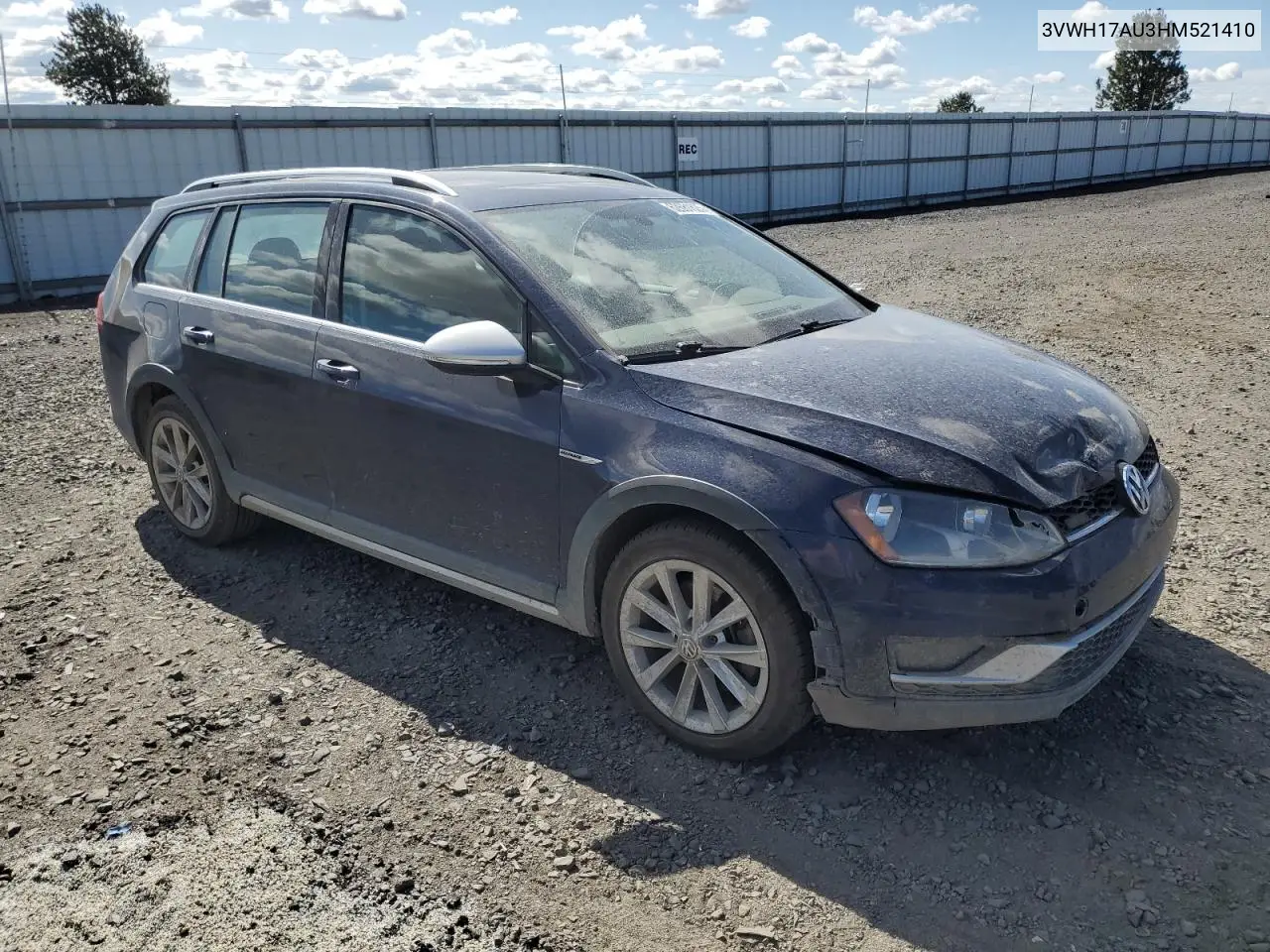 2017 Volkswagen Golf Alltrack S VIN: 3VWH17AU3HM521410 Lot: 62681825