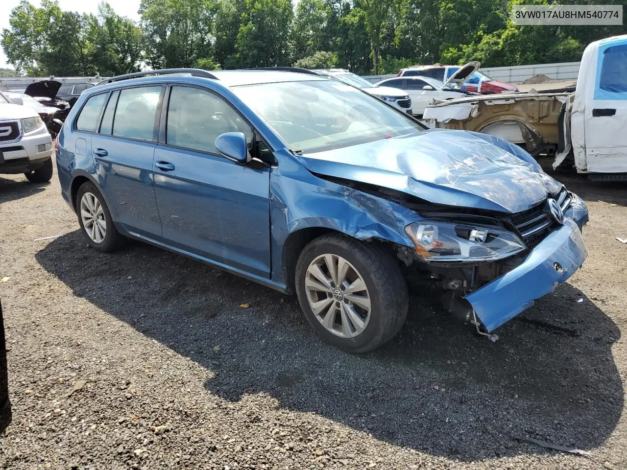 2017 Volkswagen Golf Sportwagen S VIN: 3VW017AU8HM540774 Lot: 62906075
