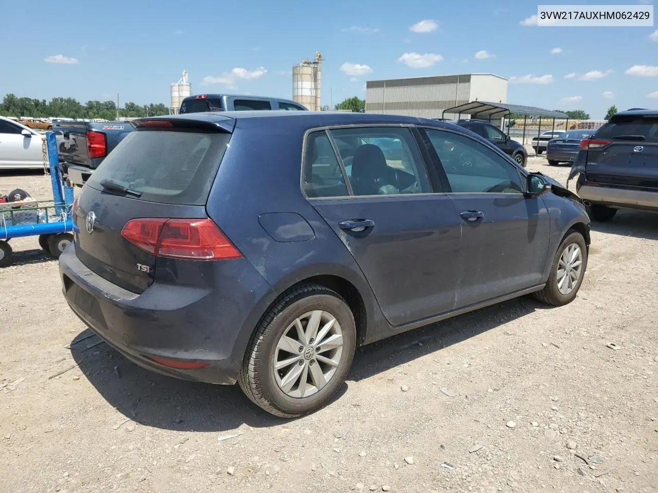 2017 Volkswagen Golf S VIN: 3VW217AUXHM062429 Lot: 63077565