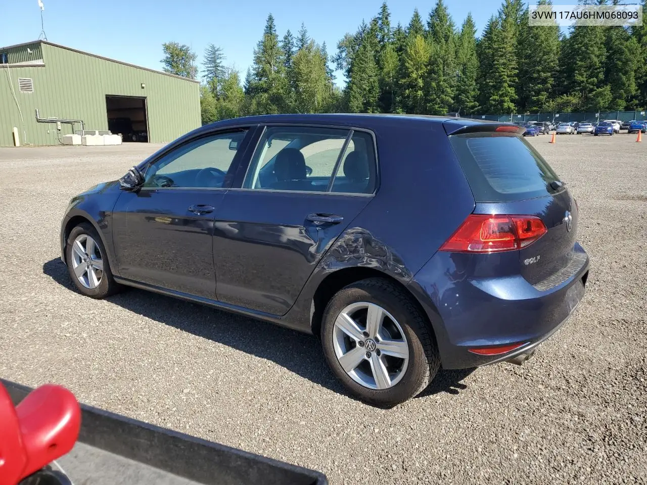 2017 Volkswagen Golf S VIN: 3VW117AU6HM068093 Lot: 63088725