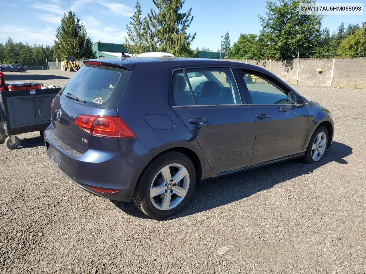 2017 Volkswagen Golf S VIN: 3VW117AU6HM068093 Lot: 63088725