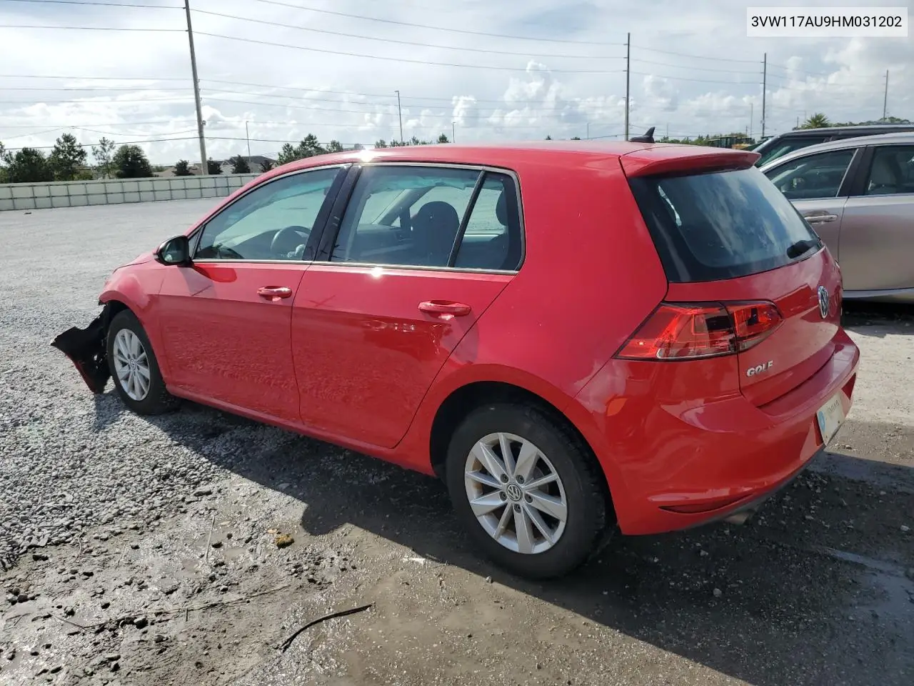 2017 Volkswagen Golf S VIN: 3VW117AU9HM031202 Lot: 63486295