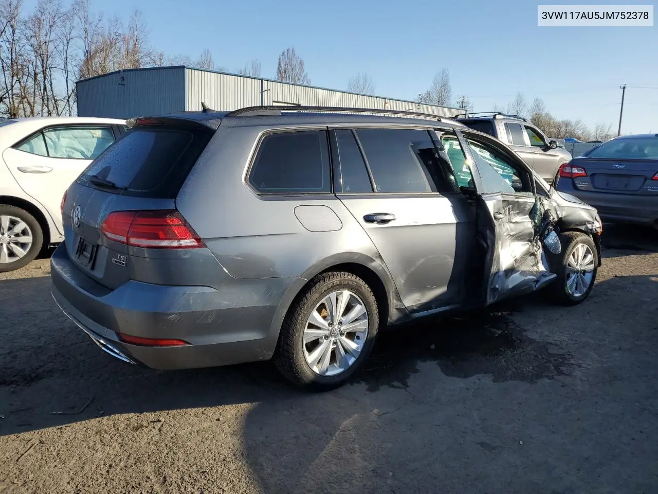 2018 Volkswagen Golf Sportwagen S VIN: 3VW117AU5JM752378 Lot: 47992025