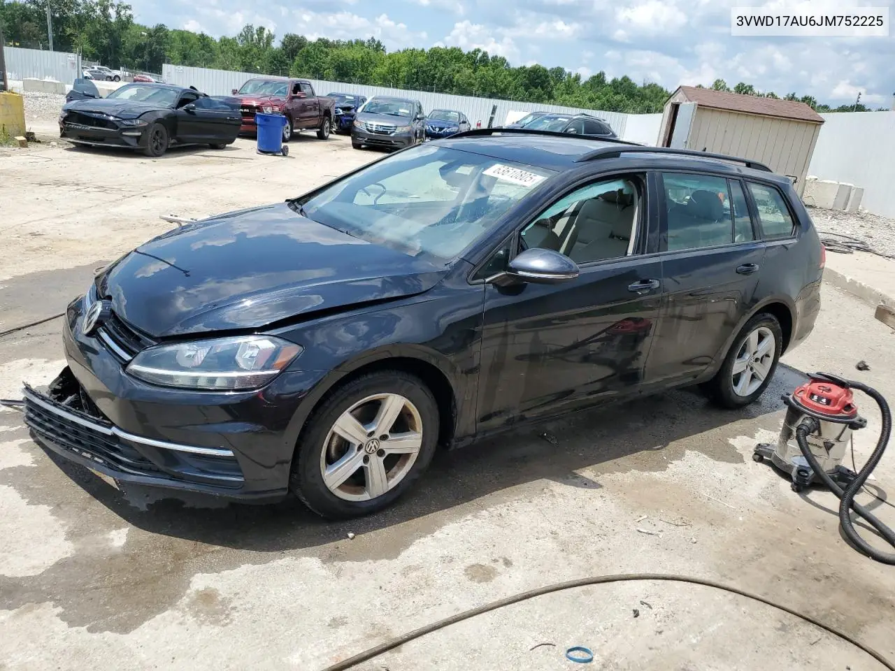 2018 Volkswagen Golf Sportwagen S VIN: 3VWD17AU6JM752225 Lot: 63610805