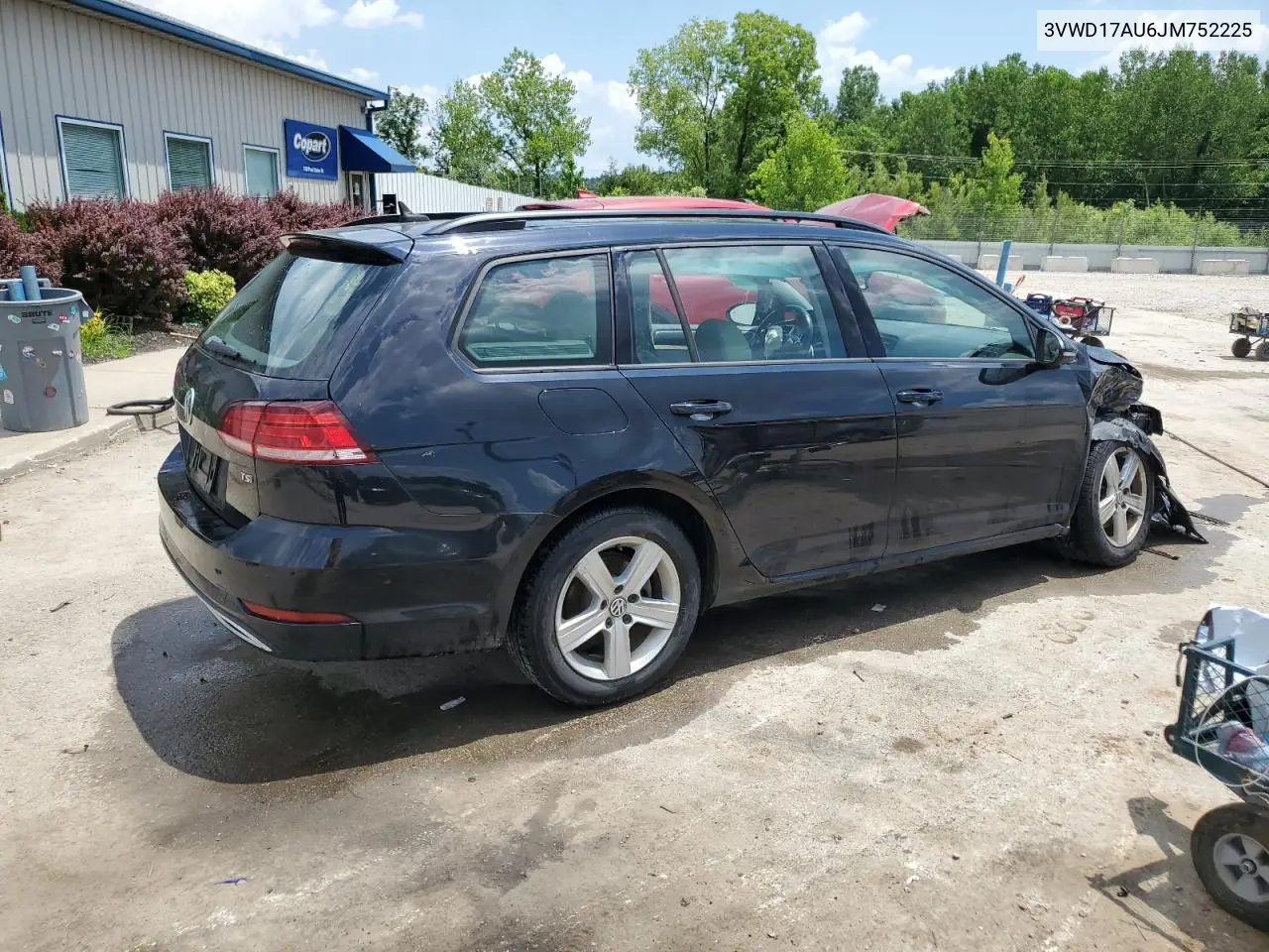2018 Volkswagen Golf Sportwagen S VIN: 3VWD17AU6JM752225 Lot: 63610805