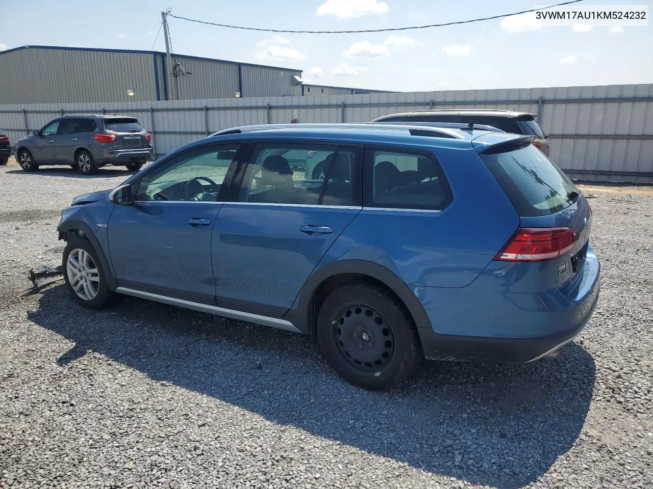 2019 Volkswagen Golf Alltrack S VIN: 3VWM17AU1KM524232 Lot: 62937695