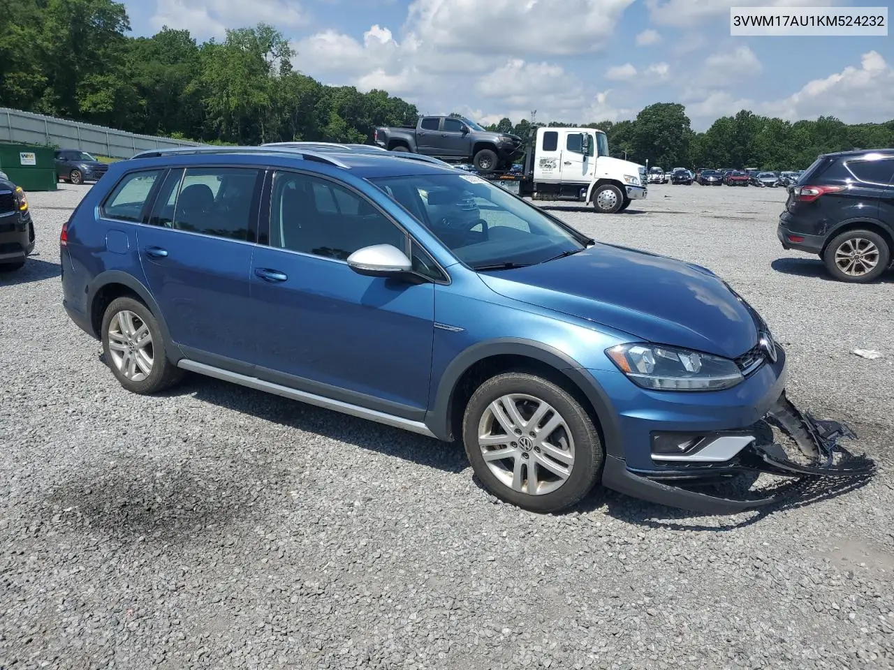 2019 Volkswagen Golf Alltrack S VIN: 3VWM17AU1KM524232 Lot: 62937695