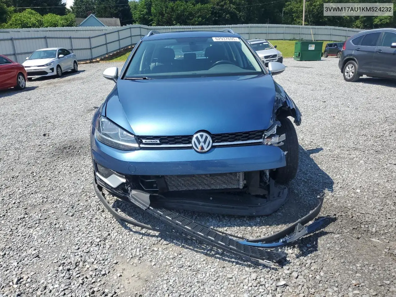 2019 Volkswagen Golf Alltrack S VIN: 3VWM17AU1KM524232 Lot: 62937695