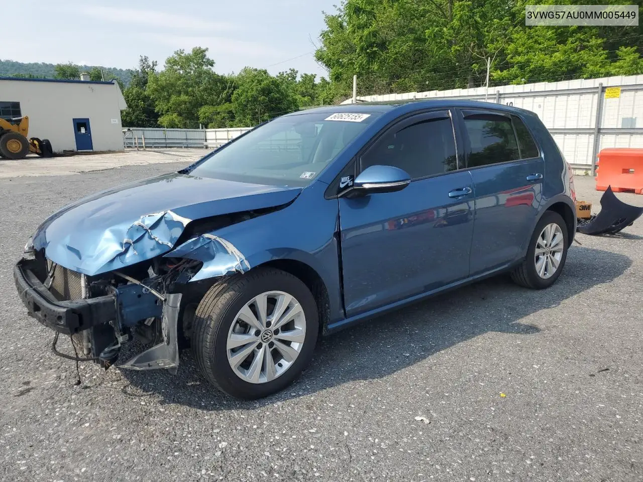 2021 Volkswagen Golf VIN: 3VWG57AU0MM005449 Lot: 60625155