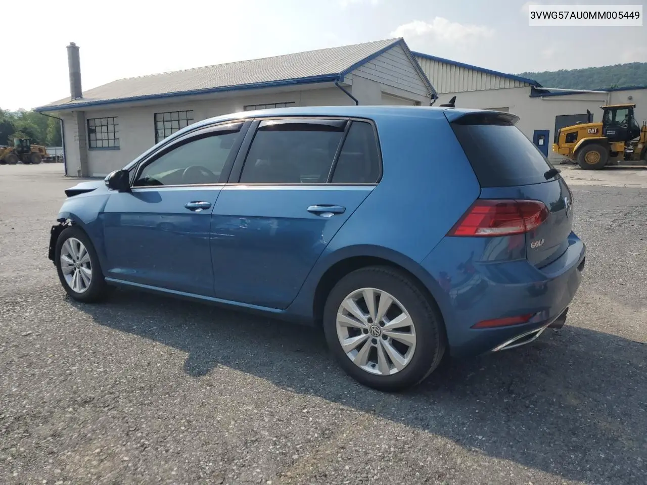 2021 Volkswagen Golf VIN: 3VWG57AU0MM005449 Lot: 60625155