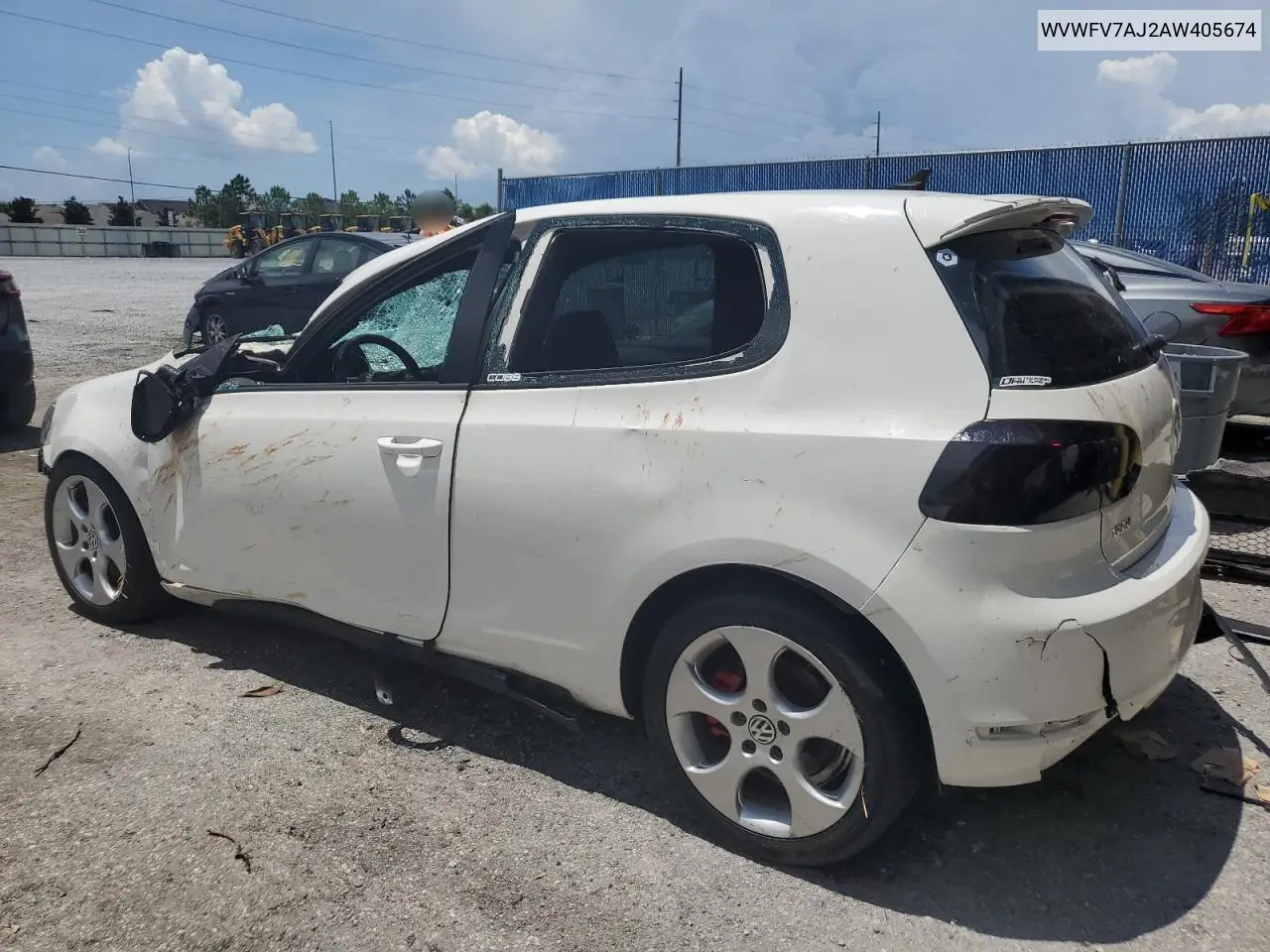2010 Volkswagen Gti VIN: WVWFV7AJ2AW405674 Lot: 61256675