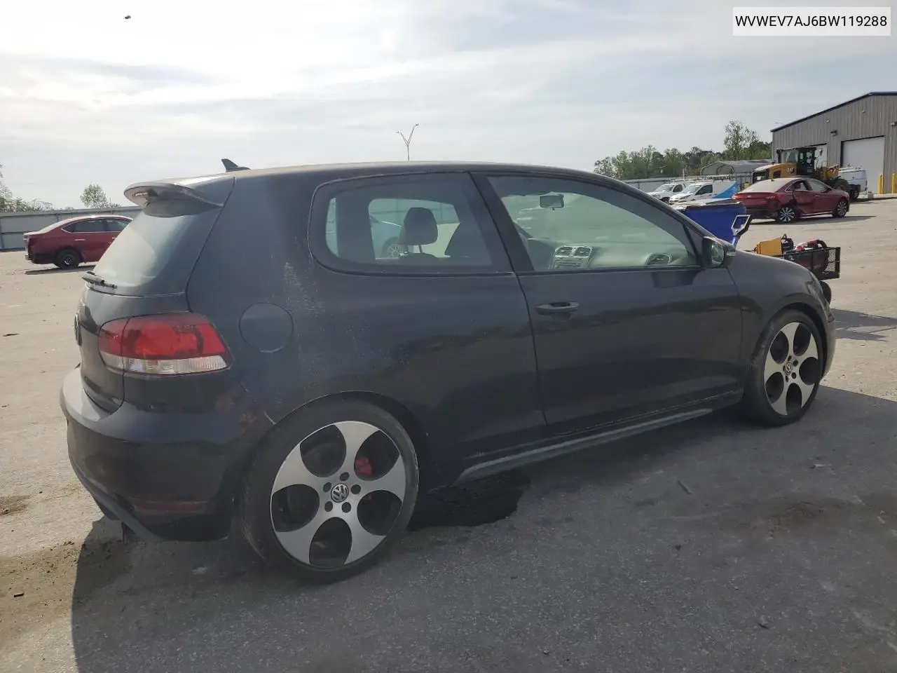 2011 Volkswagen Gti VIN: WVWEV7AJ6BW119288 Lot: 52587255