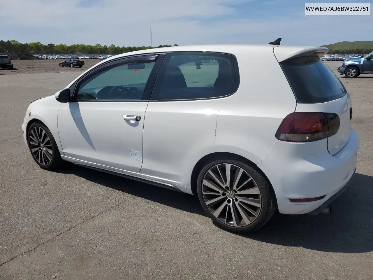 2011 Volkswagen Gti VIN: WVWED7AJ6BW322751 Lot: 56888215