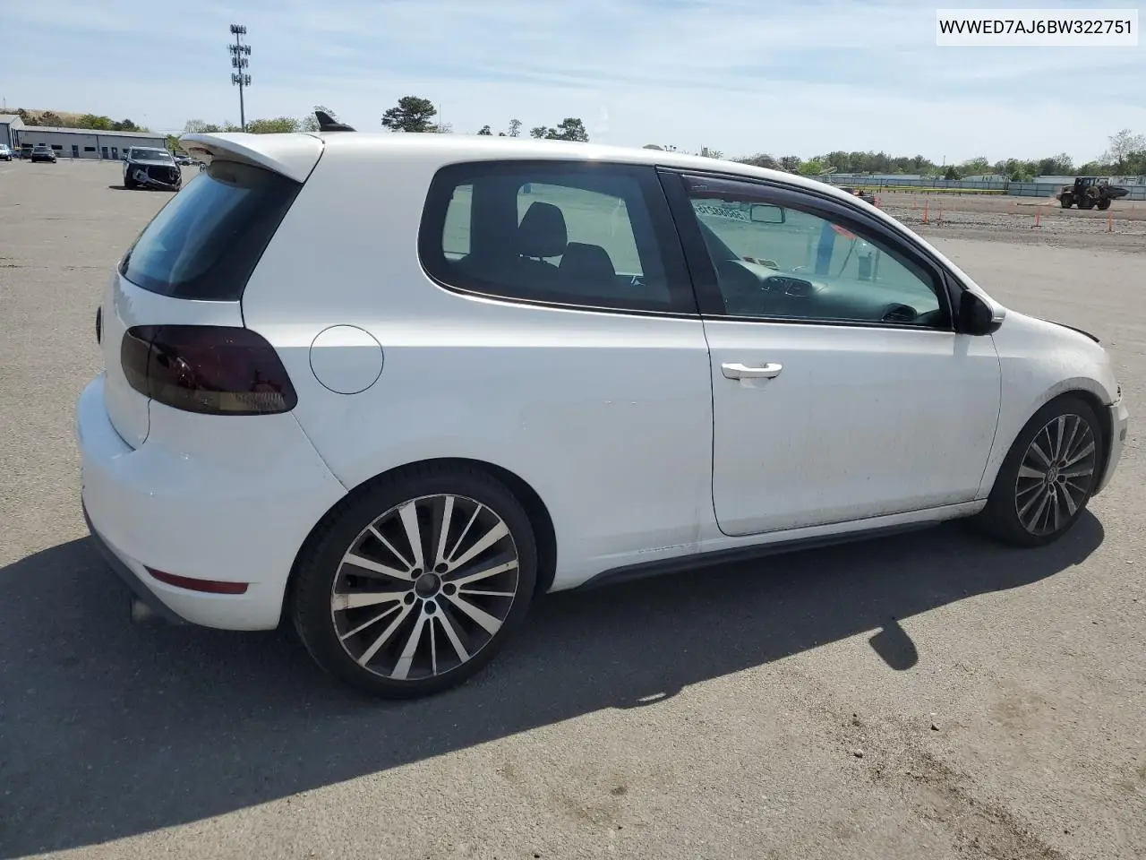 2011 Volkswagen Gti VIN: WVWED7AJ6BW322751 Lot: 56888215