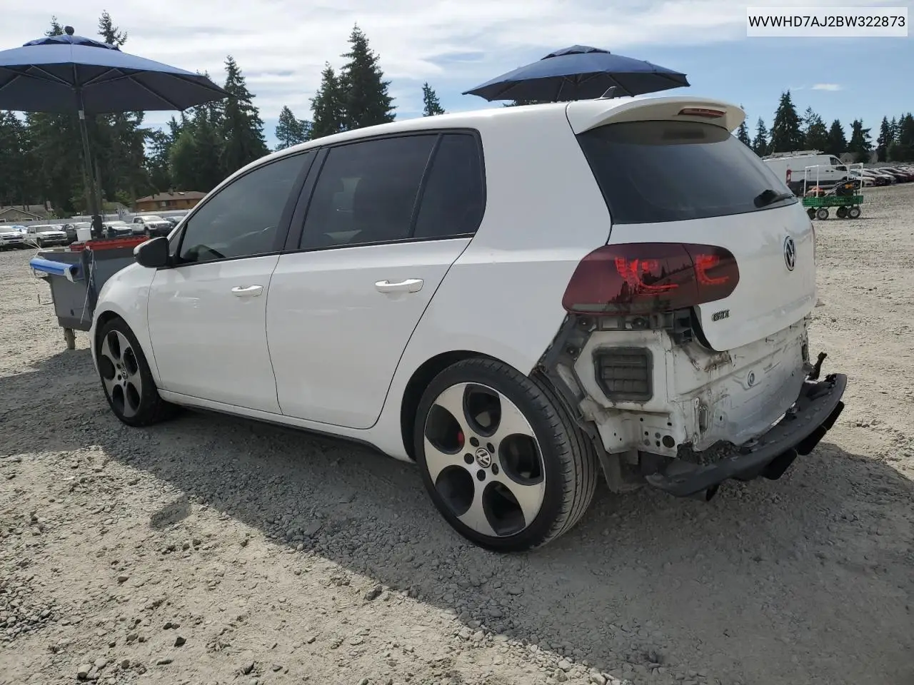 2011 Volkswagen Gti VIN: WVWHD7AJ2BW322873 Lot: 65606525