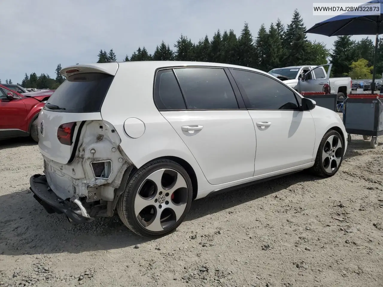 2011 Volkswagen Gti VIN: WVWHD7AJ2BW322873 Lot: 65606525