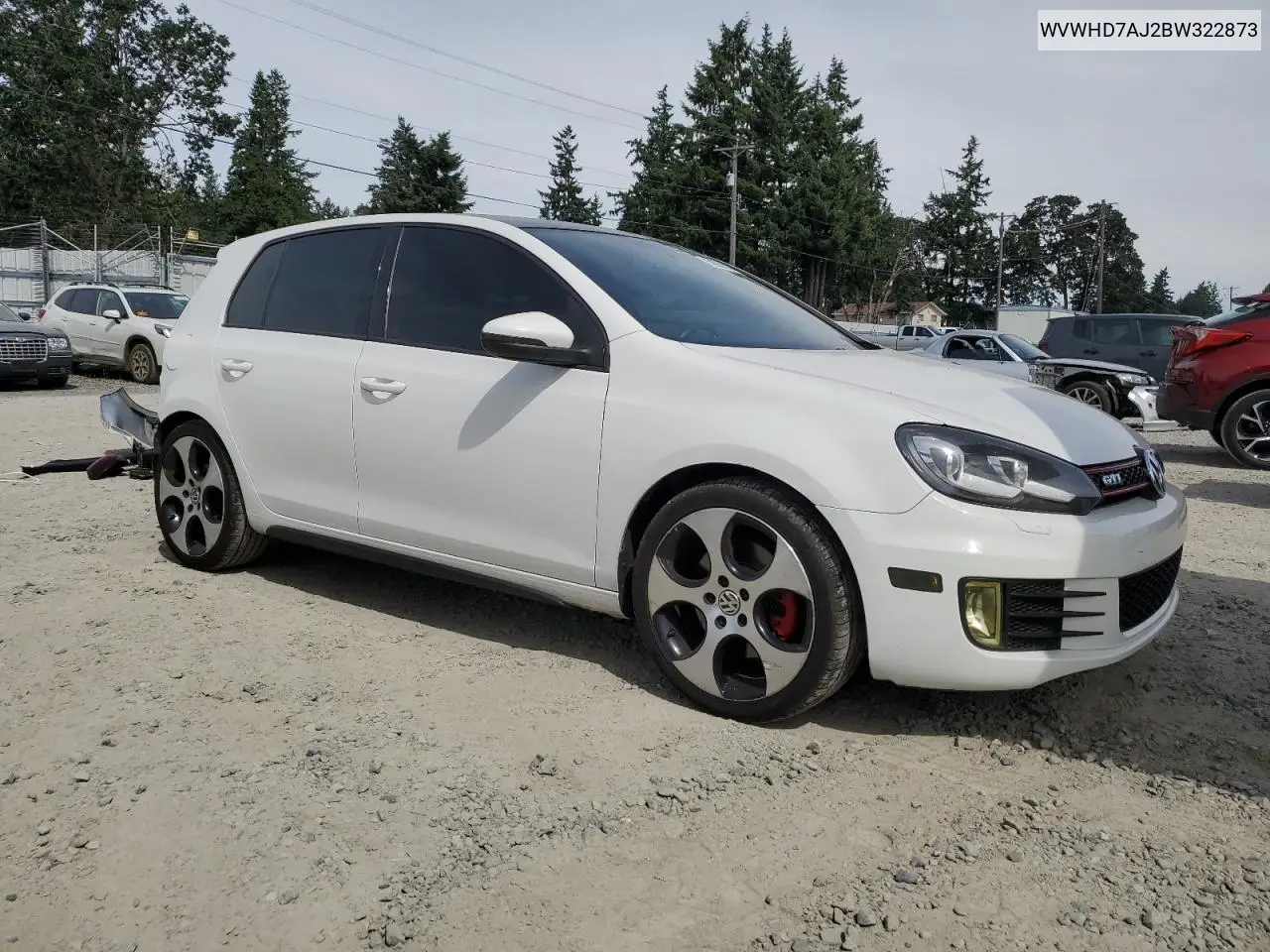 2011 Volkswagen Gti VIN: WVWHD7AJ2BW322873 Lot: 65606525