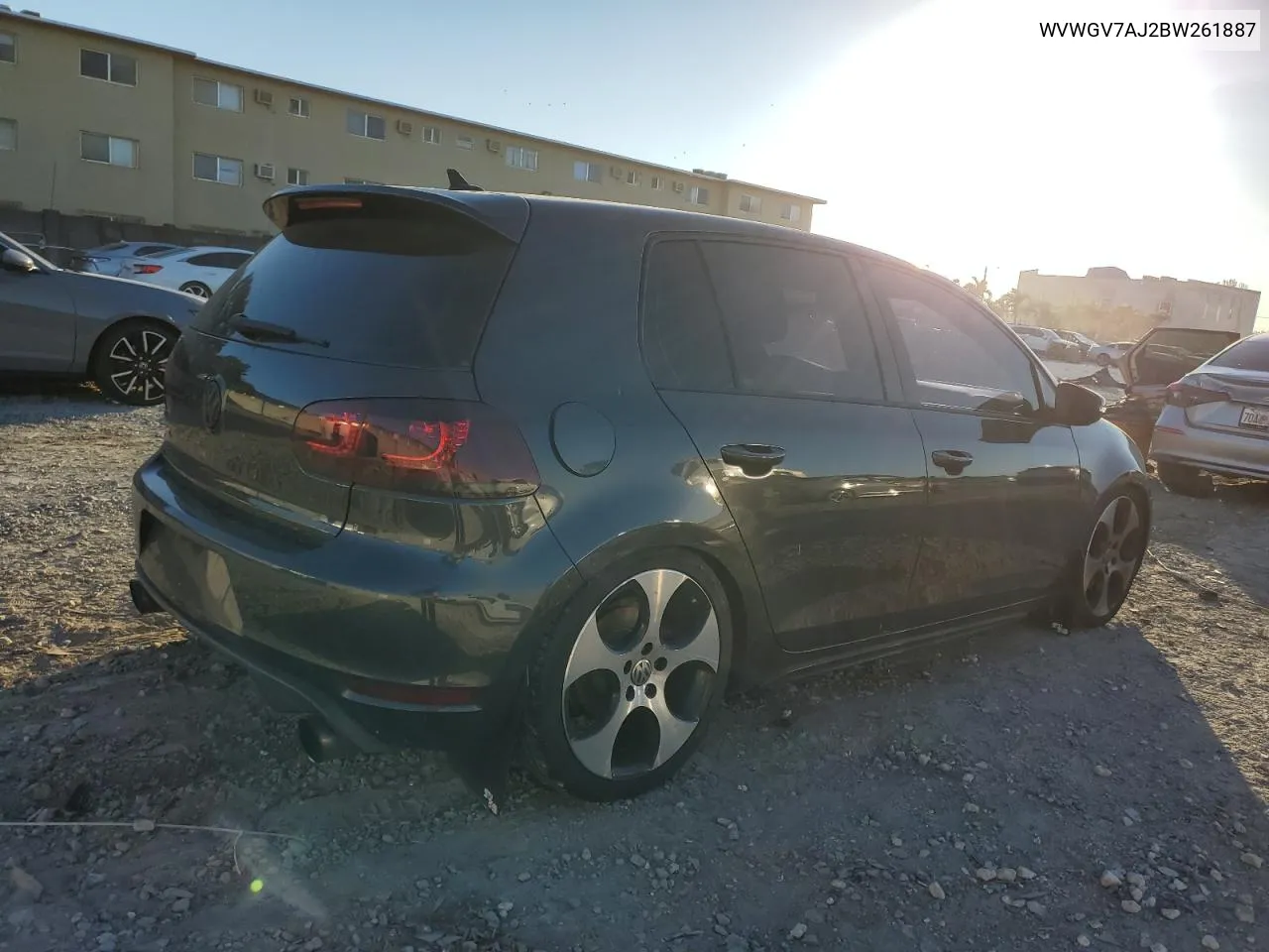 2011 Volkswagen Gti VIN: WVWGV7AJ2BW261887 Lot: 87512255