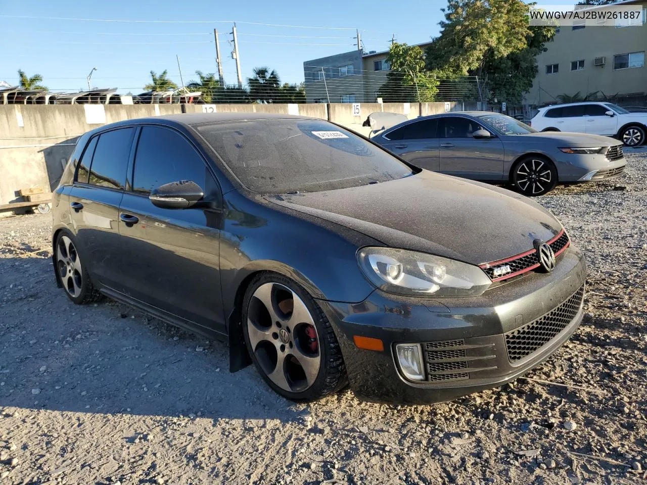2011 Volkswagen Gti VIN: WVWGV7AJ2BW261887 Lot: 87512255