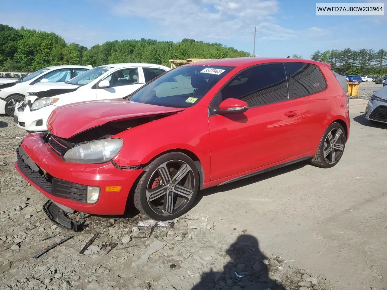 2012 Volkswagen Gti VIN: WVWFD7AJ8CW233964 Lot: 55433465