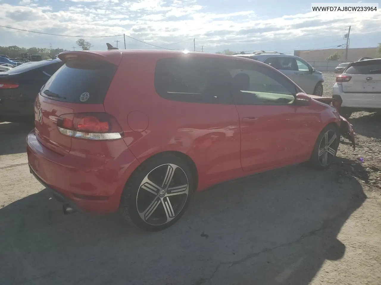 2012 Volkswagen Gti VIN: WVWFD7AJ8CW233964 Lot: 55433465