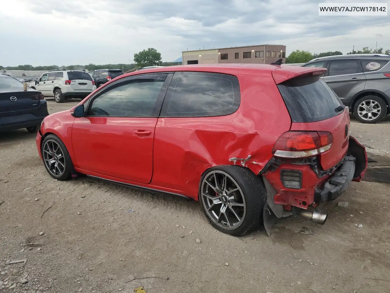 2012 Volkswagen Gti VIN: WVWEV7AJ7CW178142 Lot: 61077795