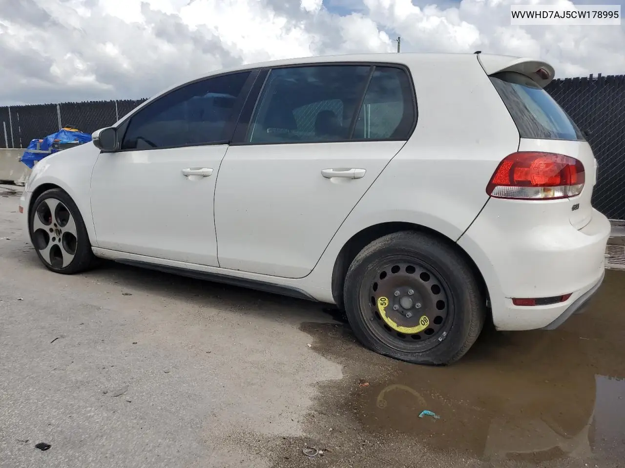 2012 Volkswagen Gti VIN: WVWHD7AJ5CW178995 Lot: 62500285