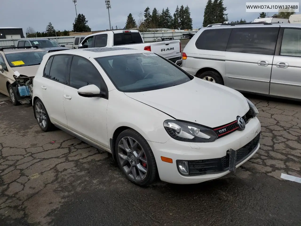 2013 Volkswagen Gti VIN: WVWHD7AJ1DW137488 Lot: 50821275