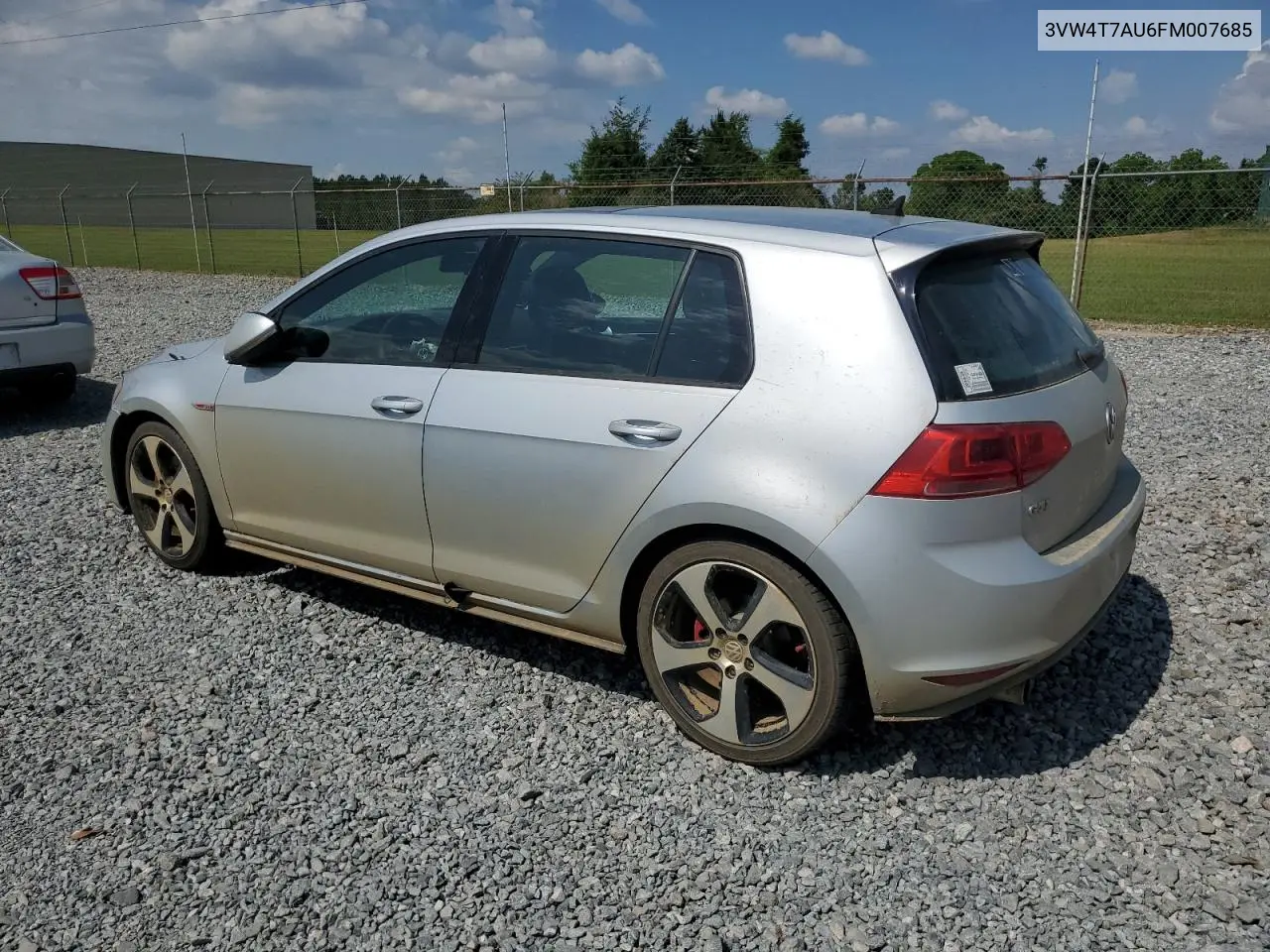2015 Volkswagen Gti VIN: 3VW4T7AU6FM007685 Lot: 56169715