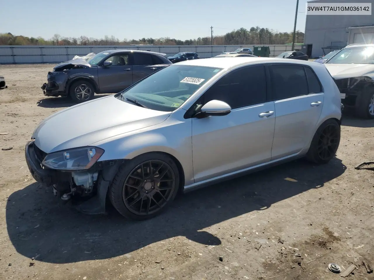 2016 Volkswagen Gti S/Se VIN: 3VW4T7AU1GM036142 Lot: 51225525