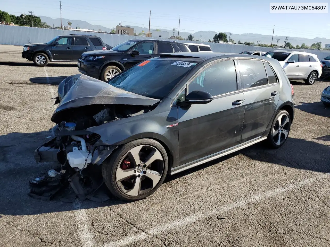 2016 Volkswagen Gti S/Se VIN: 3VW4T7AU7GM054807 Lot: 52294475